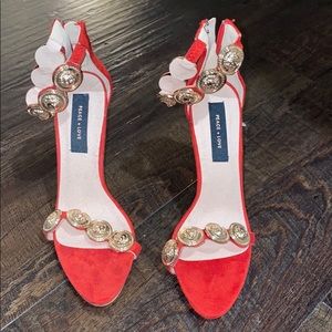 Peace & Love Red sandal with gold coin details